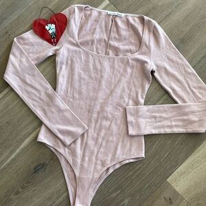 Reformation Gaia Bodysuit Blush Soft Knit